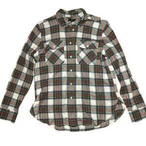 Vintage J. Crew 12 Tartan Plaid Cotton Boyfriend Button Down Preppy Shirt